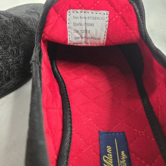 La Milano Broderick Black Velvet Slip On Men's Dress Loafers Size 12 W/ Duster - Picture 7 of 12